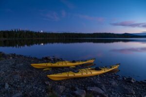 A beautiful night camping with our Kayaks