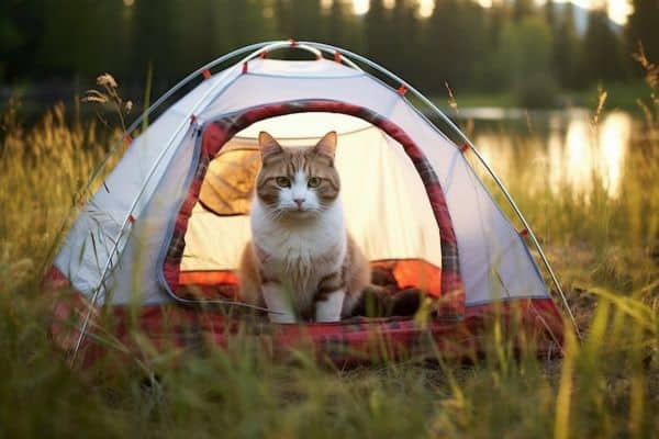 My cat Alex on his first camping trip