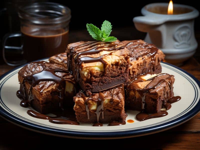 Plate Of Cheese Cake Brownies