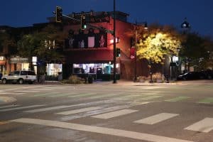 Night time photo of downtown Missoula's famous oxford Cafe